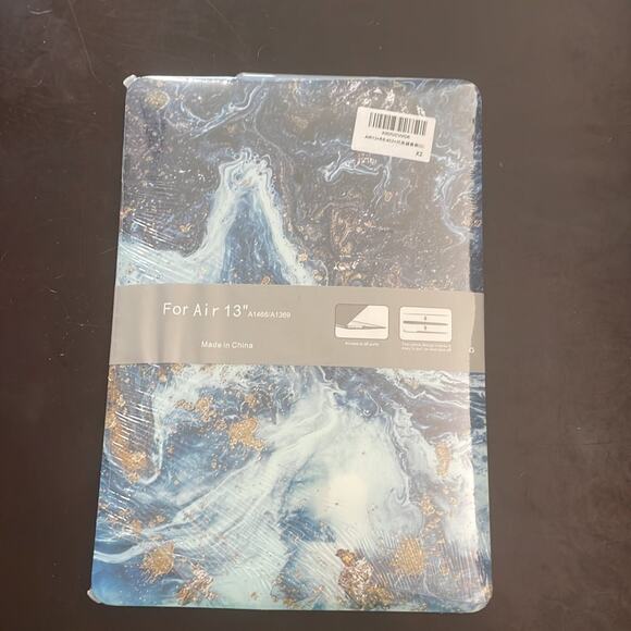 MacBook Air 13” blue/gold waves design hardshell case - Picture 1 of 3